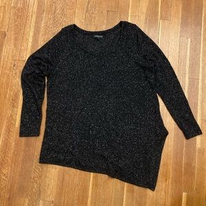 Lane Bryant 14/16 Sweater Black Sparkly Glitter Asymmetrical Tunic Top Plus Sz